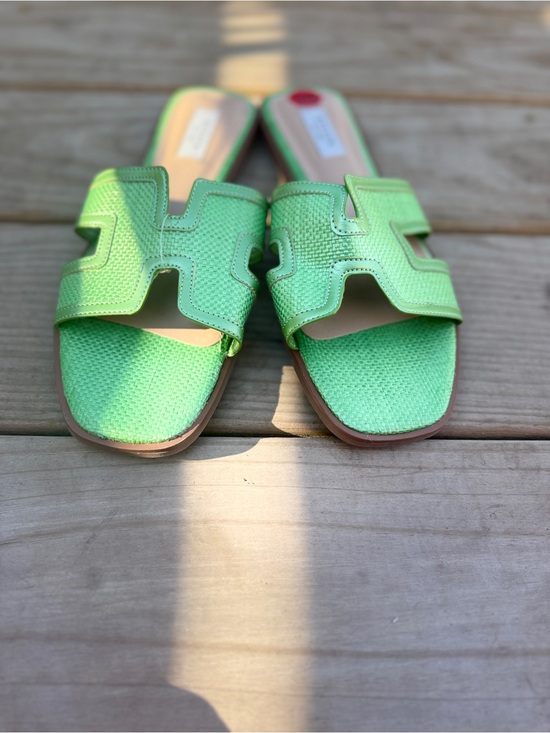 Steve Madden Shoes - Steve Madden Green Woven Slide Sandals